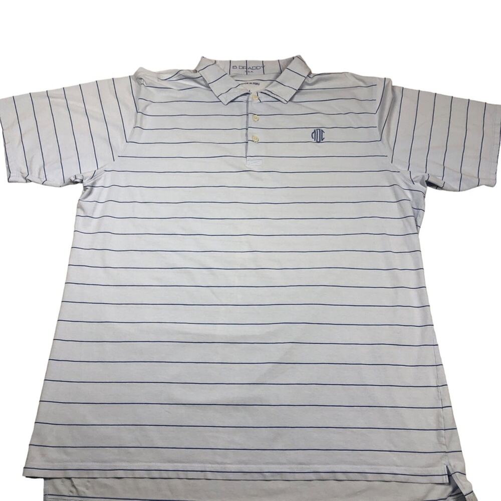 B.Draddy lite blue/blue striped polo large